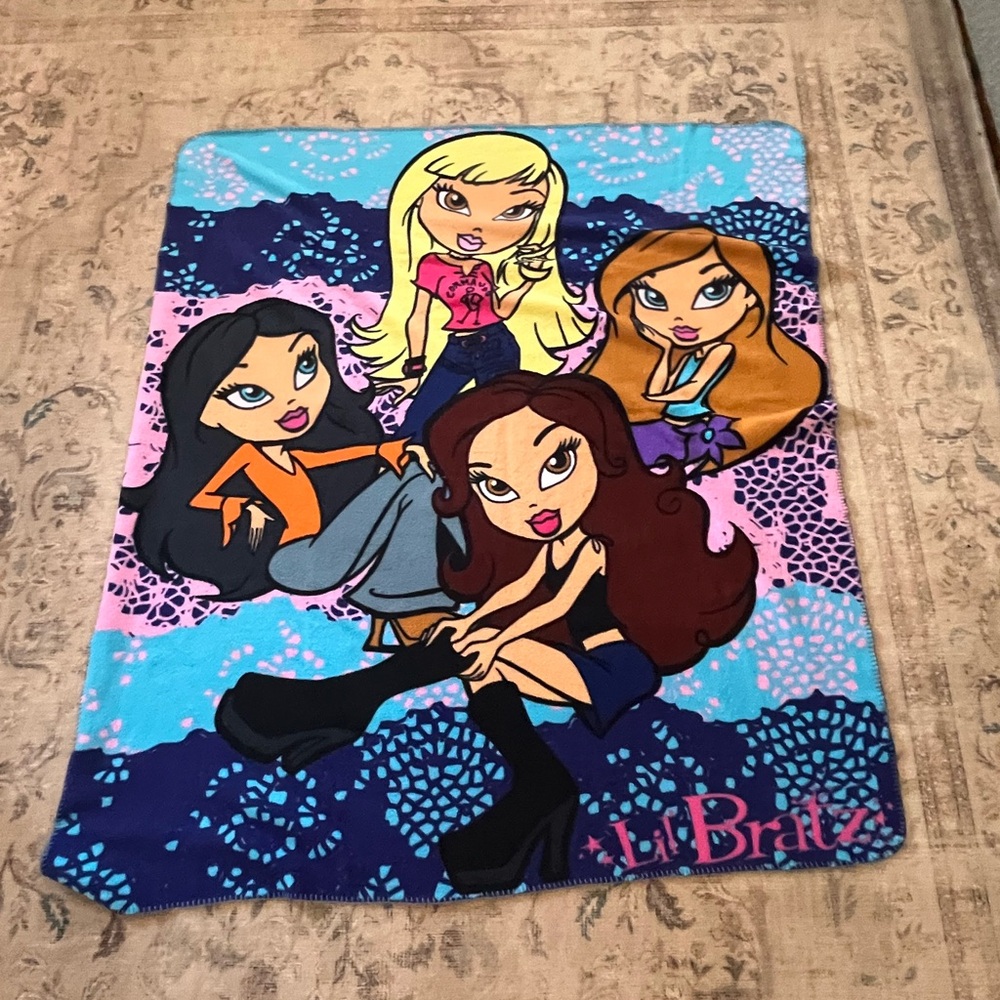 Rare Lil Bratz Blanket Throw Blue Pink Throwback